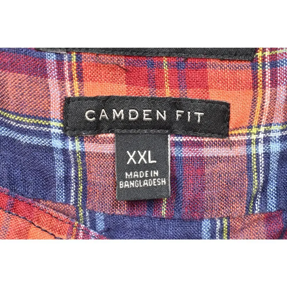 Banana Republic Camden Fit Linen Plaid Shirt Men's Big & Tall Size XXL